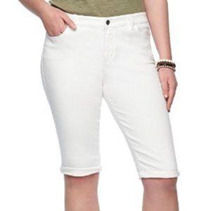 Womens Denim Capris Chaps White 24W Crop Pants Stretch Midrise Plus 5 Pocket